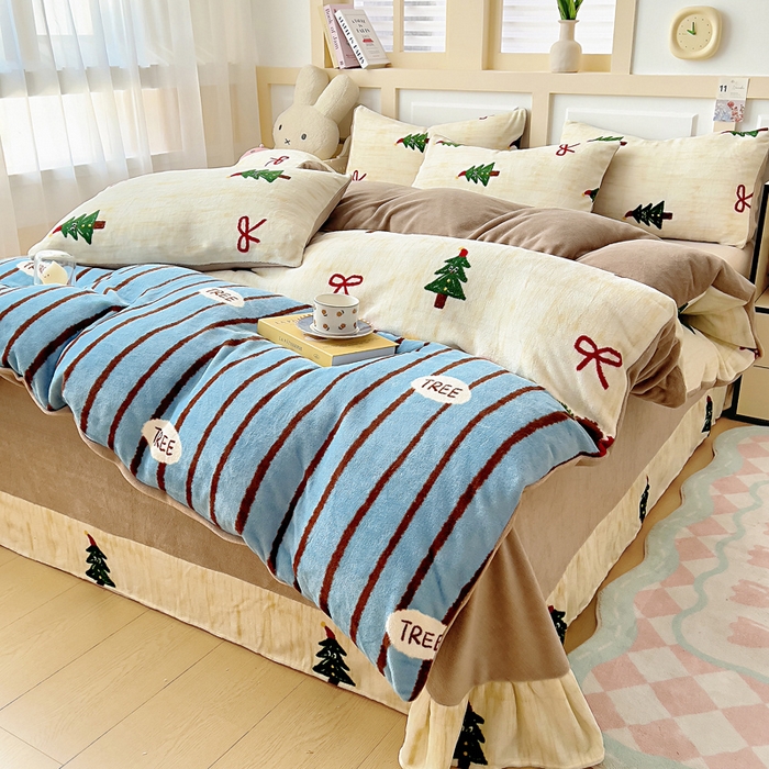 91家纺网 家纺一手货源 找家纺 找底底家纺 2025新款牛奶绒四件套（日发50套优惠8元一套） 圣诞派对