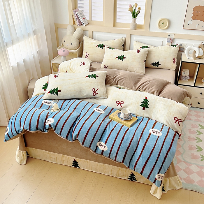 91家纺网 家纺一手货源 找家纺 找底底家纺 2025新款牛奶绒四件套（日发50套优惠8元一套） 圣诞派对