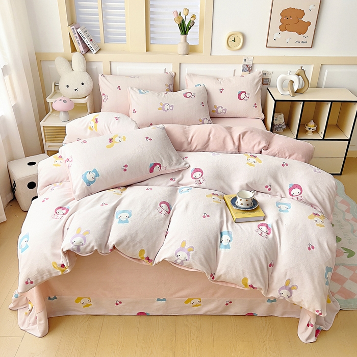 找底底家纺 2025新款牛奶绒四件套（日发50套优惠8元一套） 樱桃兔