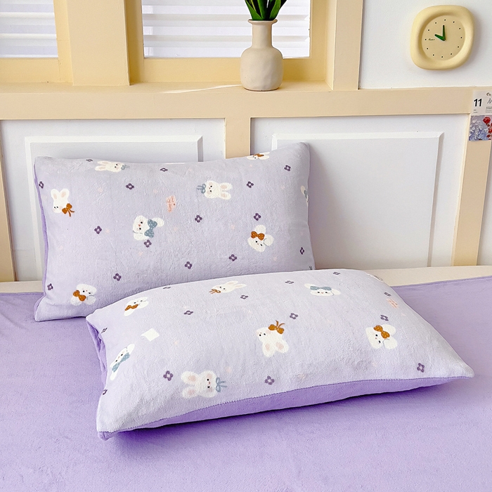 91家纺网 家纺一手货源 找家纺 找底底家纺 2025新款牛奶绒四件套（日发50套优惠8元一套） 芋泥兔