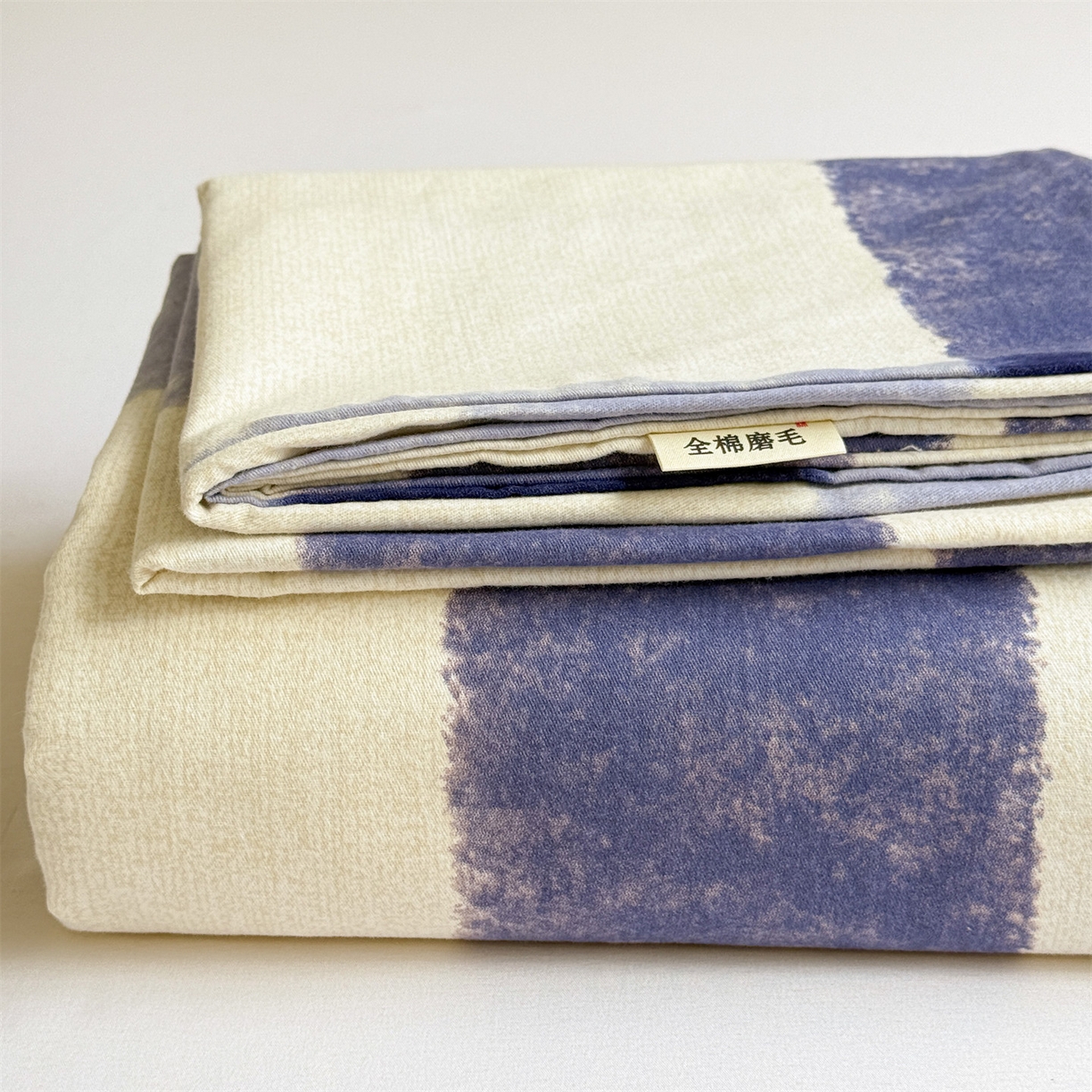 91家纺网 家纺一手货源 找家纺 名兮家居 2025秋冬新款100%全棉纯棉磨毛单床单 床单单件 大蓝格