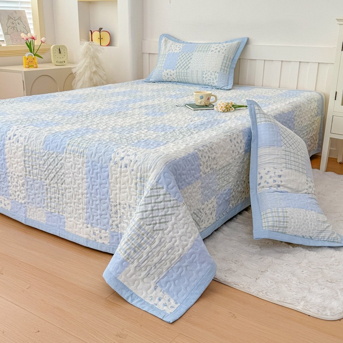 91家纺网 家纺一手货源 找家纺 （总）999家纺 2025秋冬新款A类云感原麻双层纱床盖三件套四季通用炕盖夹棉床单床褥(提供买家秀)-简约款