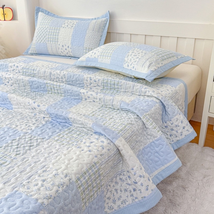 91家纺网 家纺一手货源 找家纺 （总）999家纺 2025秋冬新款A类云感原麻双层纱床盖三件套四季通用炕盖夹棉床单床褥(提供买家秀)-简约款