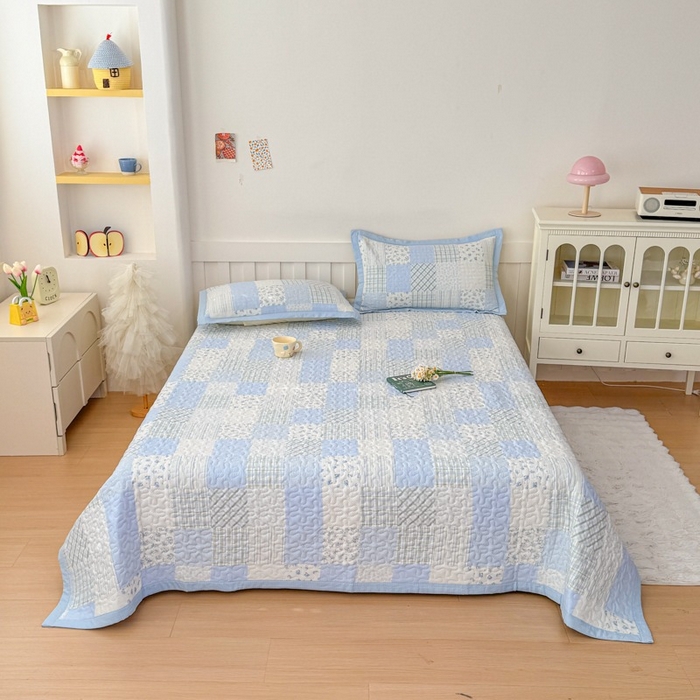 91家纺网 家纺一手货源 找家纺 （总）999家纺 2025秋冬新款A类云感原麻双层纱床盖三件套四季通用炕盖夹棉床单床褥(提供买家秀)-简约款