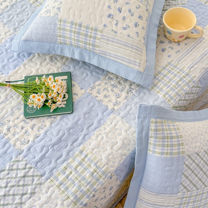 91家纺网 家纺一手货源 找家纺 （总）999家纺 2025秋冬新款A类云感原麻双层纱床盖三件套四季通用炕盖夹棉床单床褥(提供买家秀)-简约款