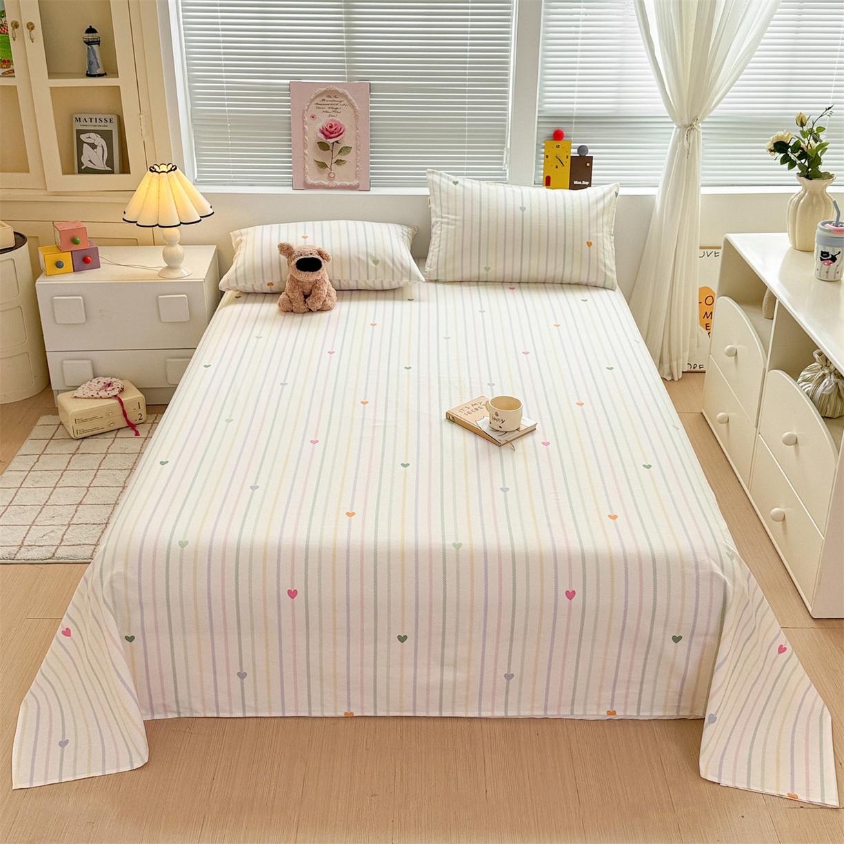 91家纺网 家纺一手货源 找家纺 名兮家居 2025秋冬新款100%全棉纯棉磨毛单床单 床单单件 彩色心情