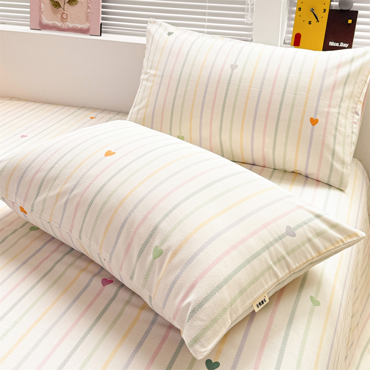 91家纺网 家纺一手货源 找家纺 名兮家居 2025秋冬新款100%全棉纯棉磨毛单床单 床单单件 彩色心情