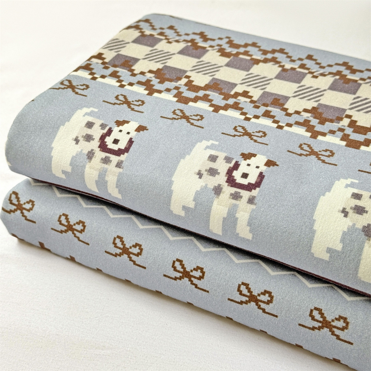 91家纺网 家纺一手货源 找家纺 名兮家居 2025秋冬新款100%全棉纯棉磨毛单床单 床单单件 蝴蝶结小狗-蓝