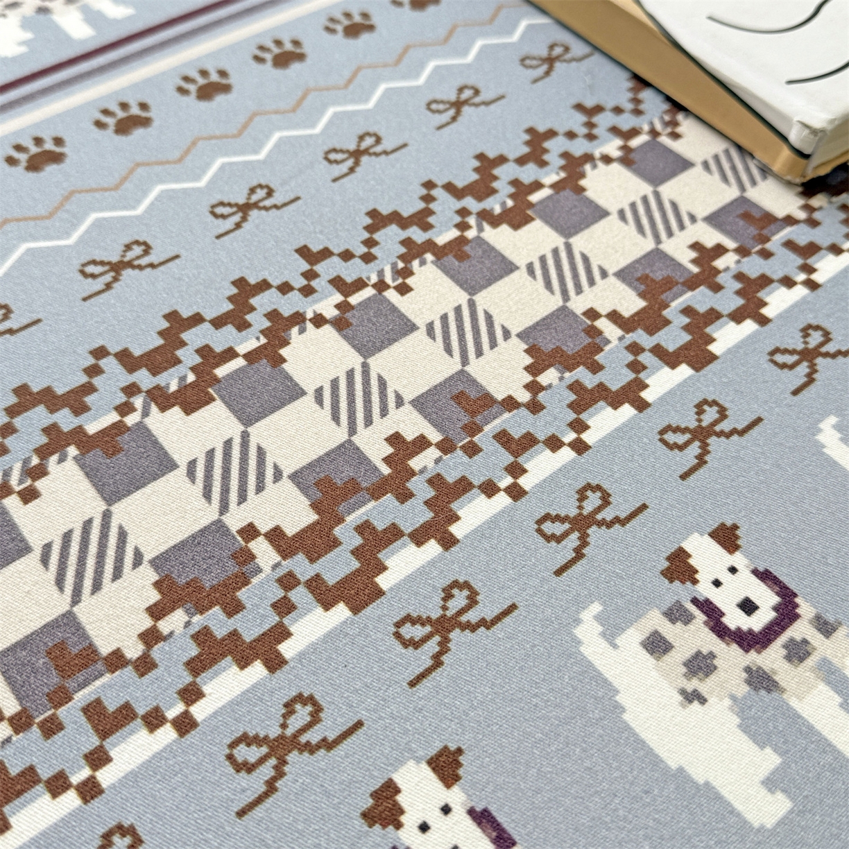 91家纺网 家纺一手货源 找家纺 名兮家居 2025秋冬新款100%全棉纯棉磨毛单床单 床单单件 蝴蝶结小狗-蓝