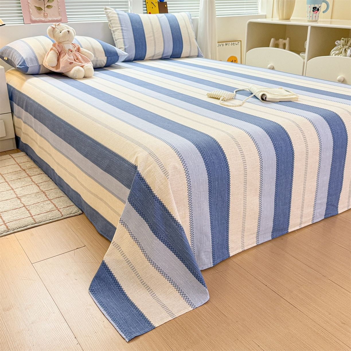 91家纺网 家纺一手货源 找家纺 名兮家居 2025秋冬新款100%全棉纯棉磨毛单床单 床单单件 简条