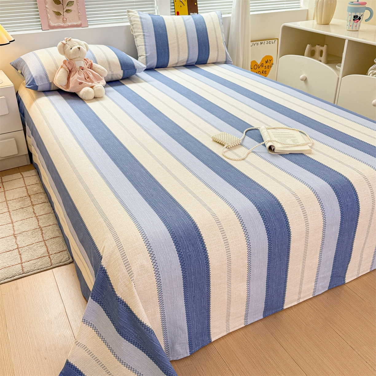 91家纺网 家纺一手货源 找家纺 名兮家居 2025秋冬新款100%全棉纯棉磨毛单床单 床单单件 简条