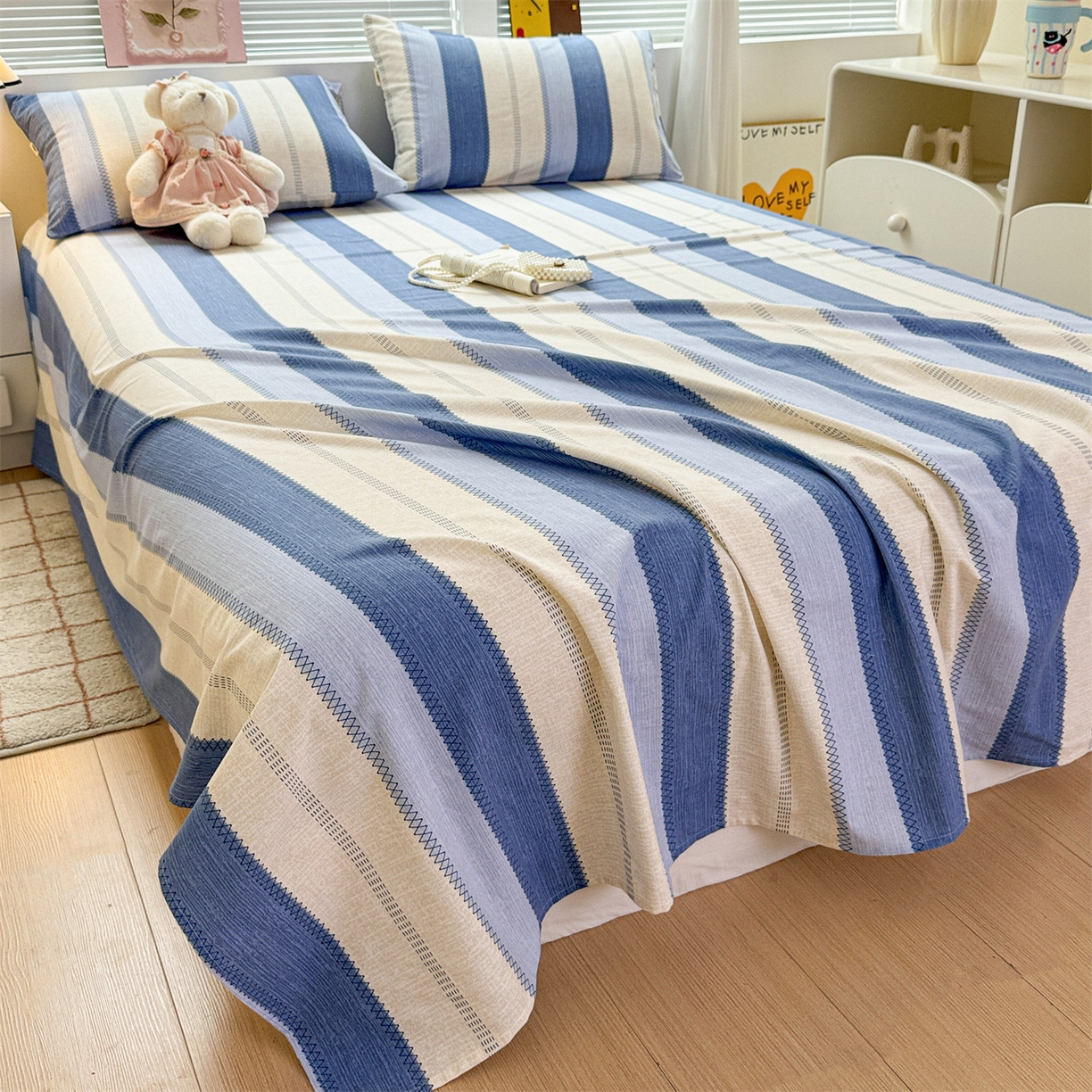 91家纺网 家纺一手货源 找家纺 名兮家居 2025秋冬新款100%全棉纯棉磨毛单床单 床单单件 简条