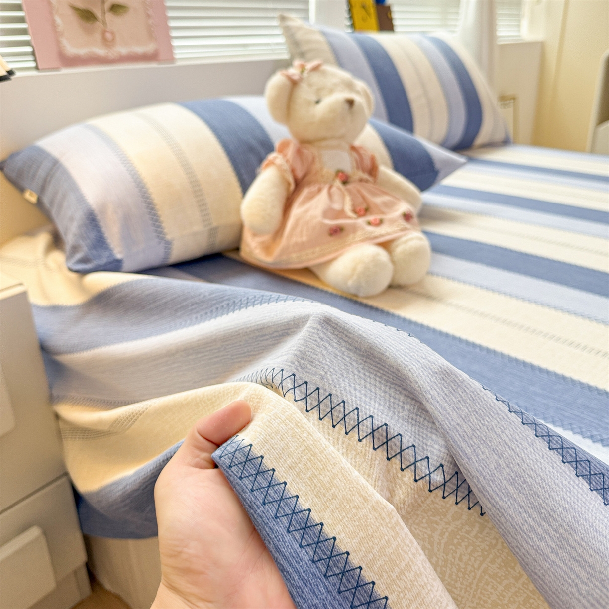 91家纺网 家纺一手货源 找家纺 名兮家居 2025秋冬新款100%全棉纯棉磨毛单床单 床单单件 简条