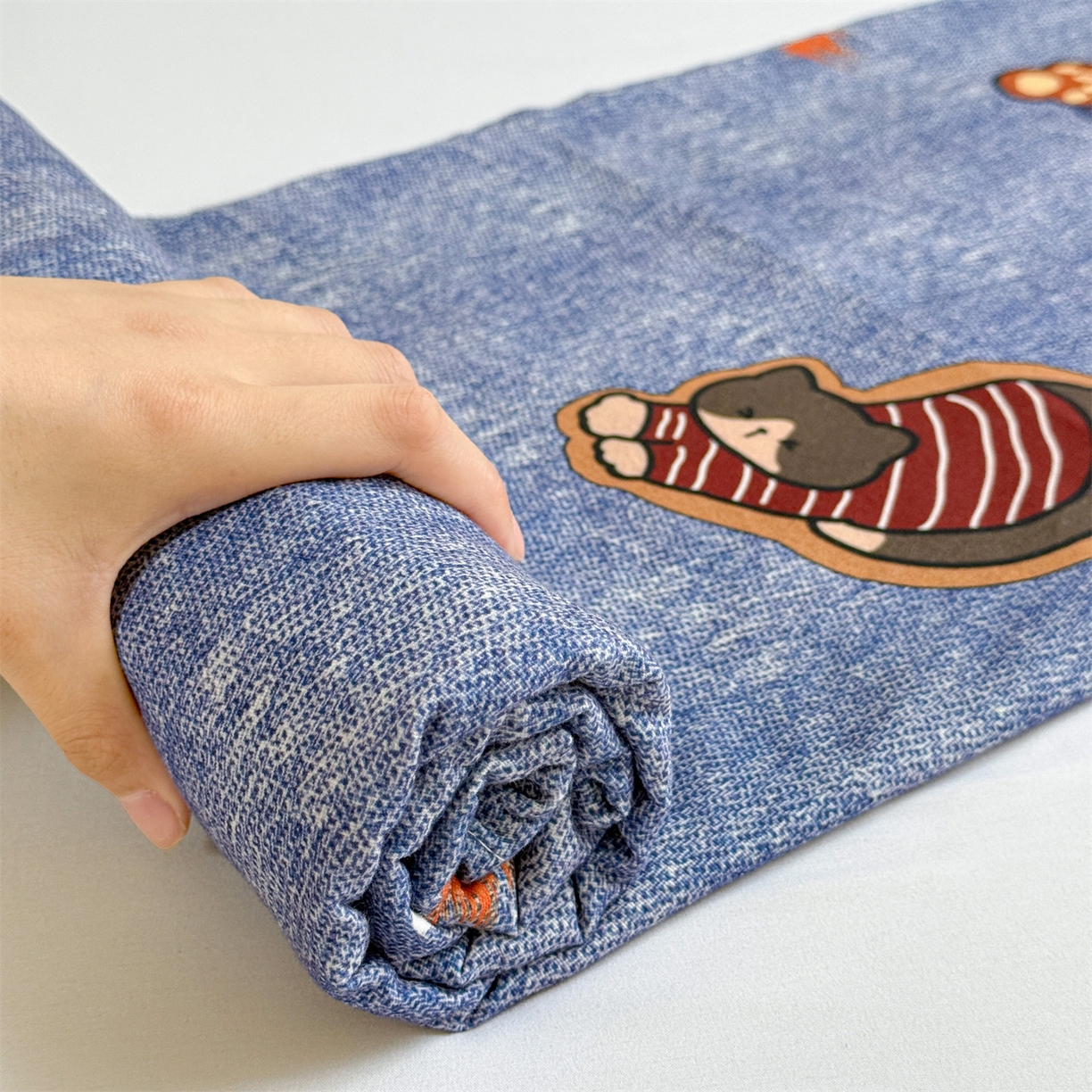 91家纺网 家纺一手货源 找家纺 名兮家居 2025秋冬新款100%全棉纯棉磨毛单床单 床单单件 牛仔猫