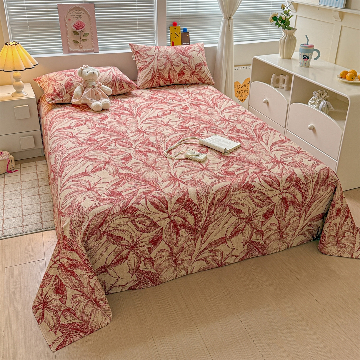 91家纺网 家纺一手货源 找家纺 名兮家居 2025秋冬新款100%全棉纯棉磨毛单床单 床单单件 秋韵-红