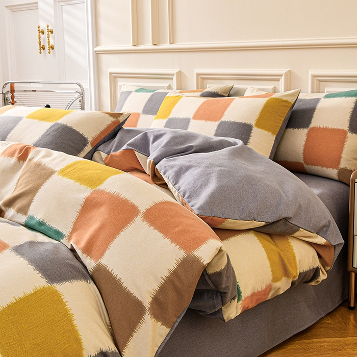 91家纺网 家纺一手货源 找家纺 宇彬家纺 2025新款秋冬全棉纯棉精梳生态原棉印花加厚磨毛被套单被套被套单件单品被套 都市节拍(桔)