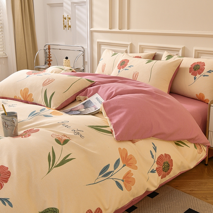 91家纺网 家纺一手货源 找家纺 宇彬家纺 2025新款秋冬全棉纯棉精梳生态原棉印花加厚磨毛被套单被套被套单件单品被套 花栖寻梦（米）