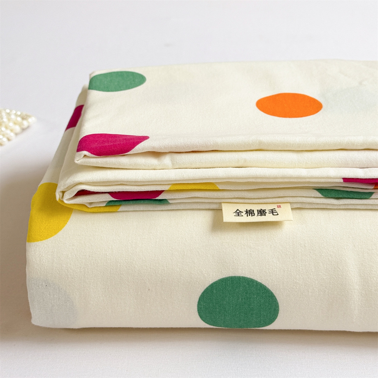 名兮家居 2025秋冬新款100%全棉纯棉磨毛单床单 床单单件 柔色圆点