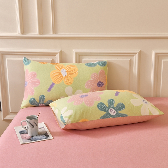 91家纺网 家纺一手货源 找家纺 宇彬家纺 2025新款秋冬全棉纯棉精梳生态原棉印花加厚磨毛被套单被套被套单件单品被套 花颜朵朵（绿）