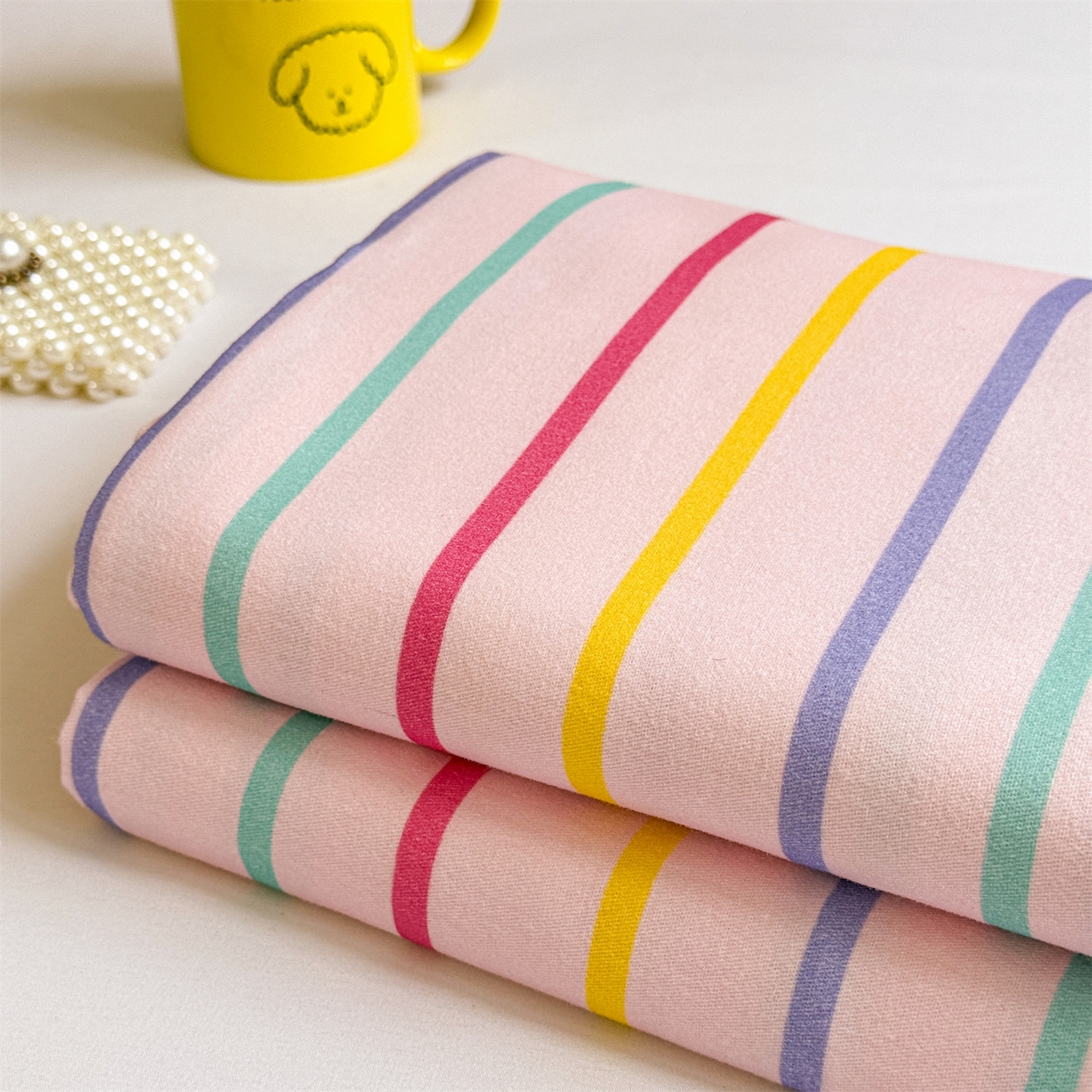 91家纺网 家纺一手货源 找家纺 名兮家居 2025秋冬新款100%全棉纯棉磨毛单床单 床单单件 炫彩条纹