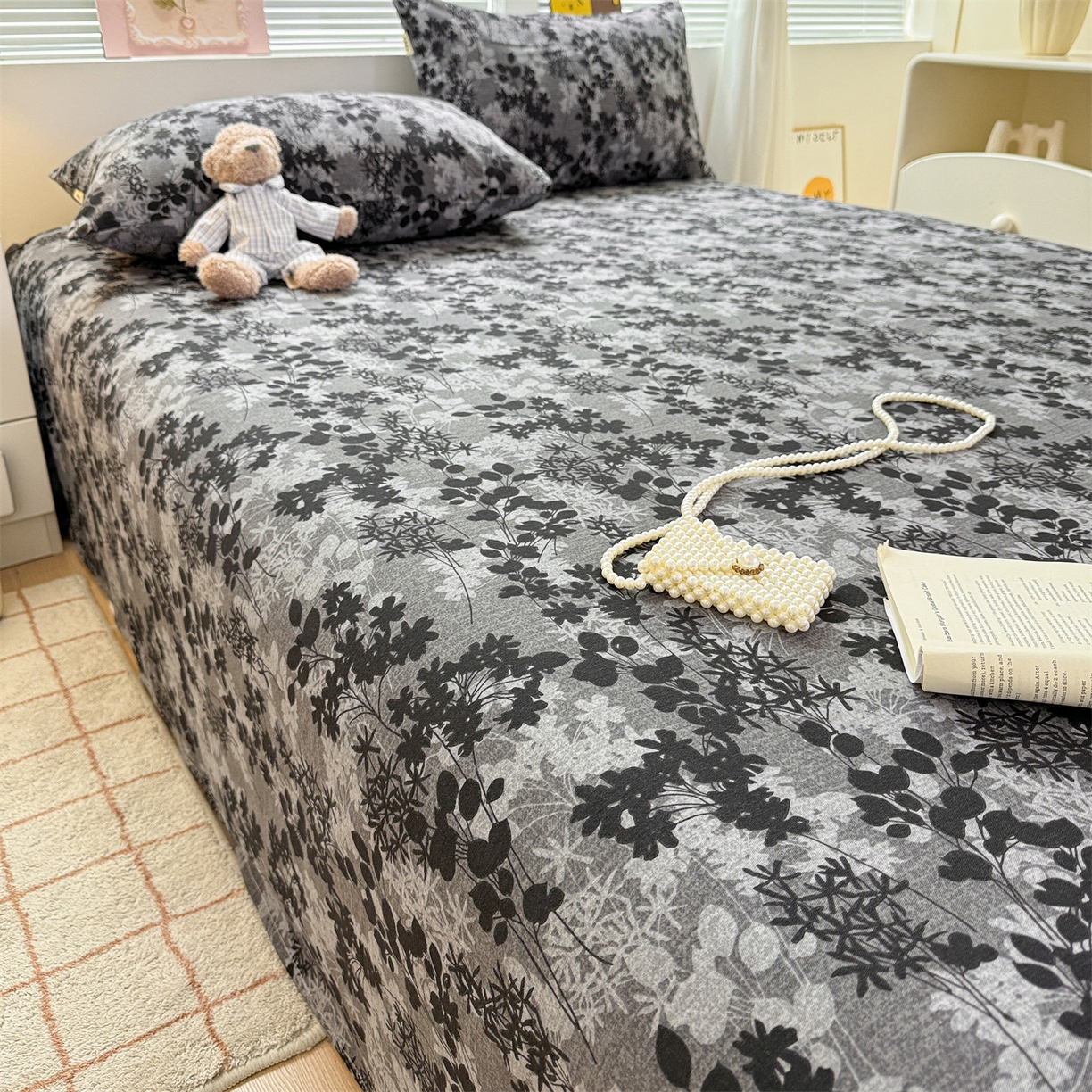 91家纺网 家纺一手货源 找家纺 名兮家居 2025秋冬新款100%全棉纯棉磨毛单床单 床单单件 叶影