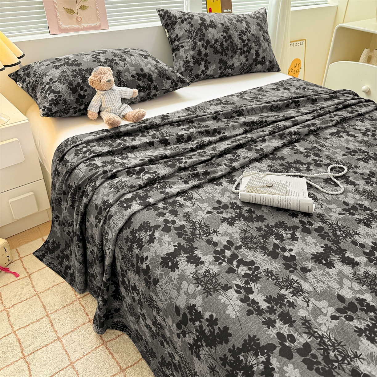 91家纺网 家纺一手货源 找家纺 名兮家居 2025秋冬新款100%全棉纯棉磨毛单床单 床单单件 叶影