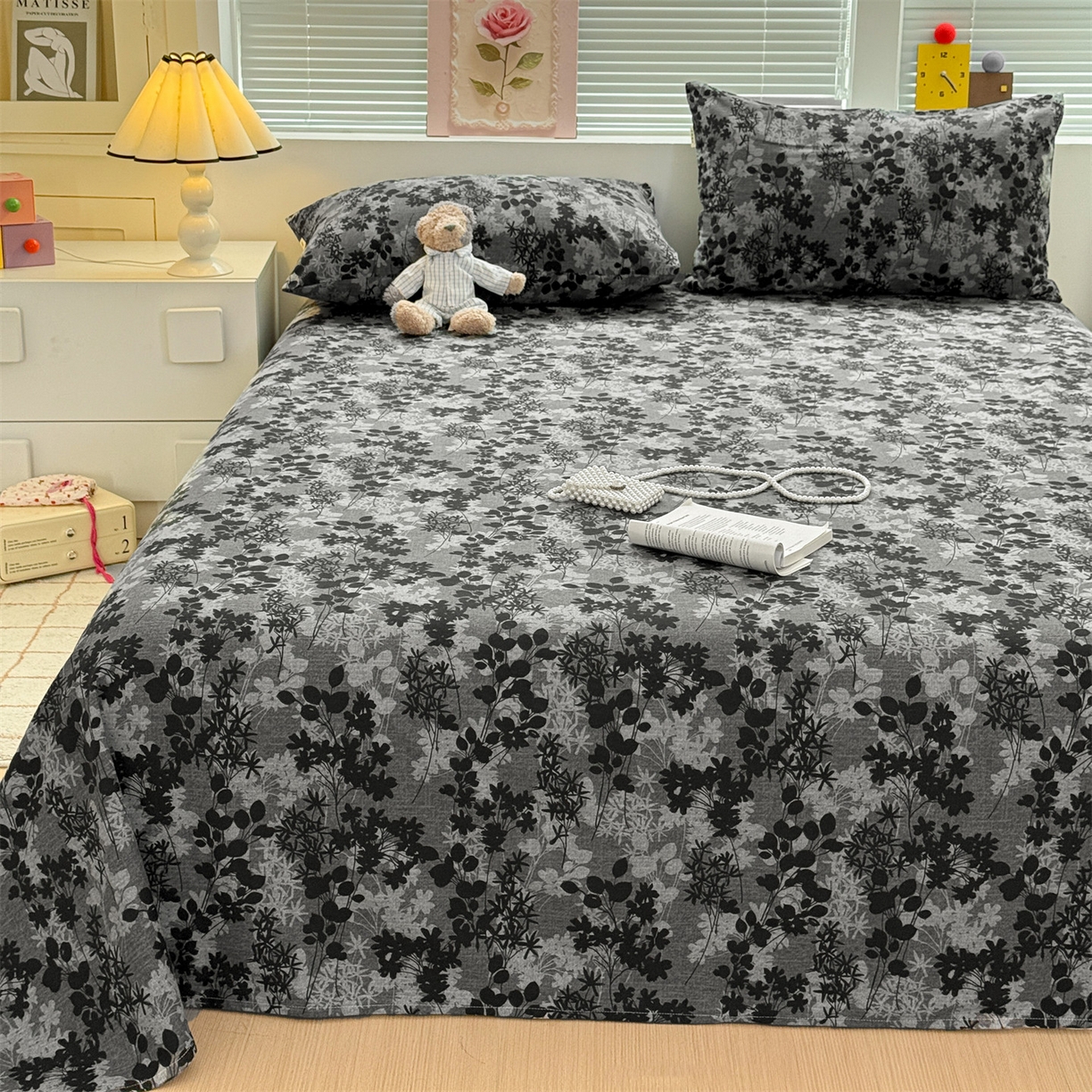 91家纺网 家纺一手货源 找家纺 名兮家居 2025秋冬新款100%全棉纯棉磨毛单床单 床单单件 叶影