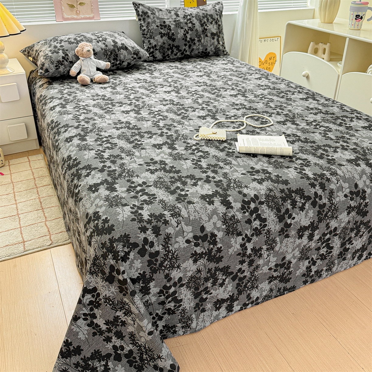 91家纺网 家纺一手货源 找家纺 名兮家居 2025秋冬新款100%全棉纯棉磨毛单床单 床单单件 叶影