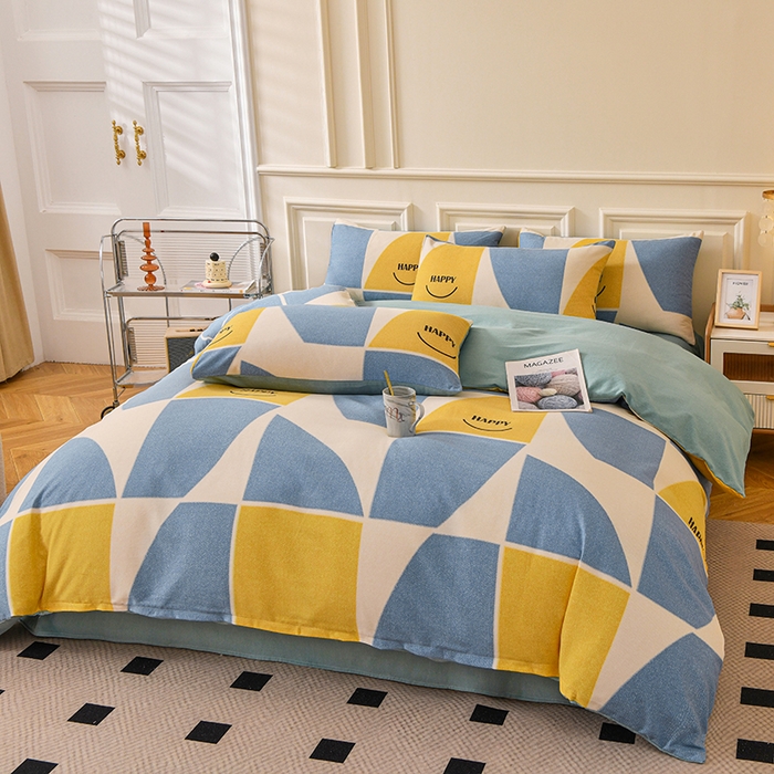 91家纺网 家纺一手货源 找家纺 宇彬家纺 2025新款秋冬全棉纯棉精梳生态原棉印花加厚磨毛被套单被套被套单件单品被套 快乐青春（兰）