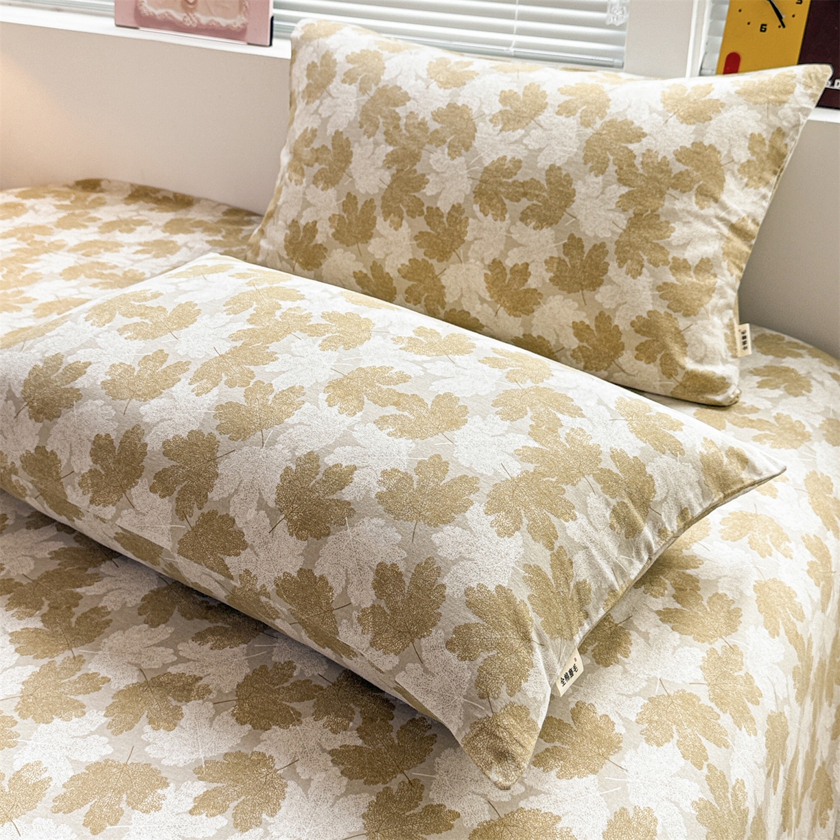 91家纺网 家纺一手货源 找家纺 名兮家居 2025秋冬新款100%全棉纯棉磨毛单床单 床单单件 一叶知秋