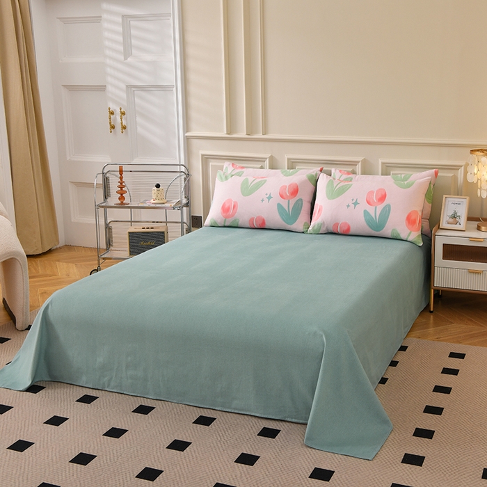 91家纺网 家纺一手货源 找家纺 宇彬家纺 2025新款秋冬全棉纯棉精梳生态原棉印花加厚磨毛被套单被套被套单件单品被套 兰黛（粉）