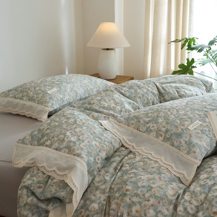 91家纺网 家纺一手货源 找家纺 大彩家居 2025新款全棉纯棉水洗磨毛四件套 谧境