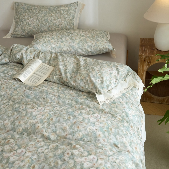 91家纺网 家纺一手货源 找家纺 大彩家居 2025新款全棉纯棉水洗磨毛四件套 谧境