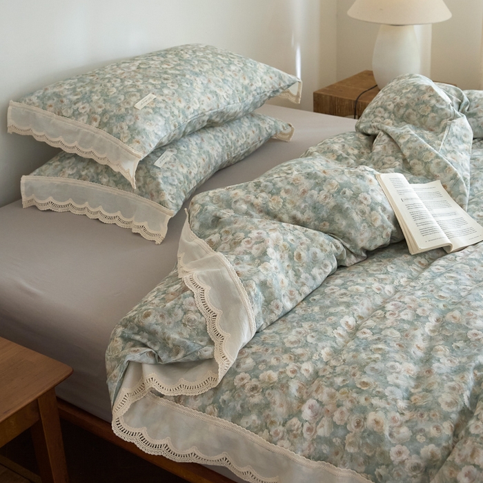 91家纺网 家纺一手货源 找家纺 大彩家居 2025新款全棉纯棉水洗磨毛四件套 谧境