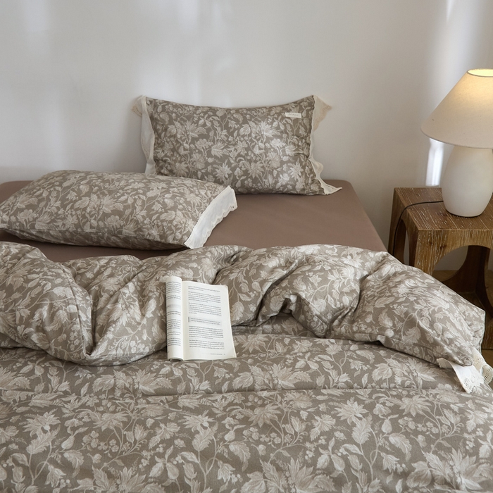 91家纺网 家纺一手货源 找家纺 大彩家居 2025新款全棉纯棉水洗磨毛四件套 繁花