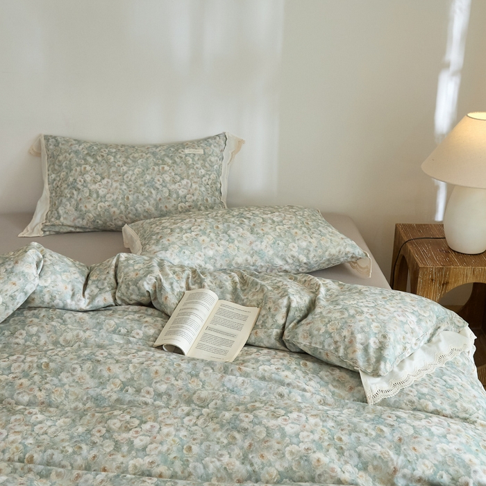 91家纺网 家纺一手货源 找家纺 大彩家居 2025新款全棉纯棉水洗磨毛四件套 谧境