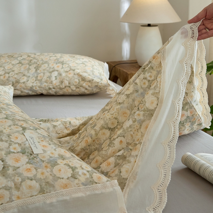 91家纺网 家纺一手货源 找家纺 大彩家居 2025新款全棉纯棉水洗磨毛四件套 晨雾