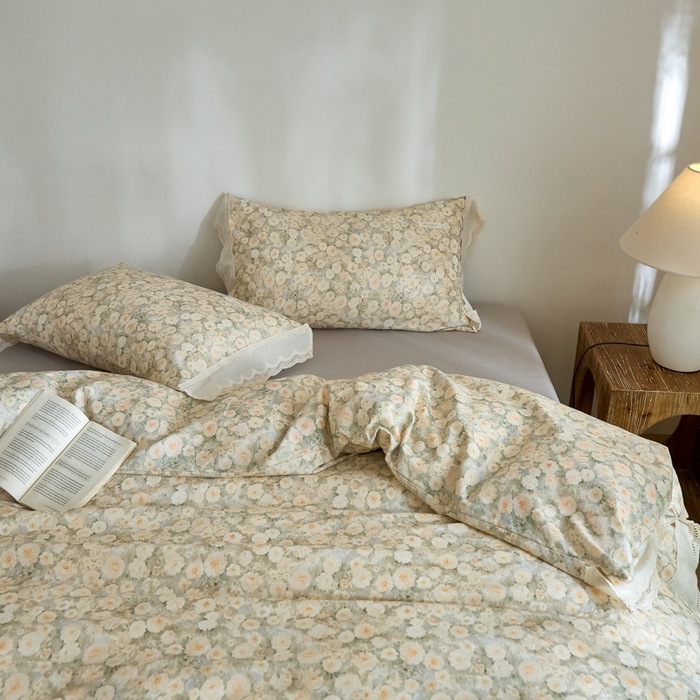 91家纺网 家纺一手货源 找家纺 大彩家居 2025新款全棉纯棉水洗磨毛四件套 晨雾