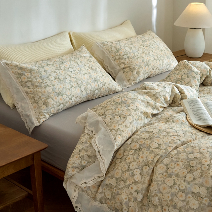 91家纺网 家纺一手货源 找家纺 大彩家居 2025新款全棉纯棉水洗磨毛四件套 晨雾