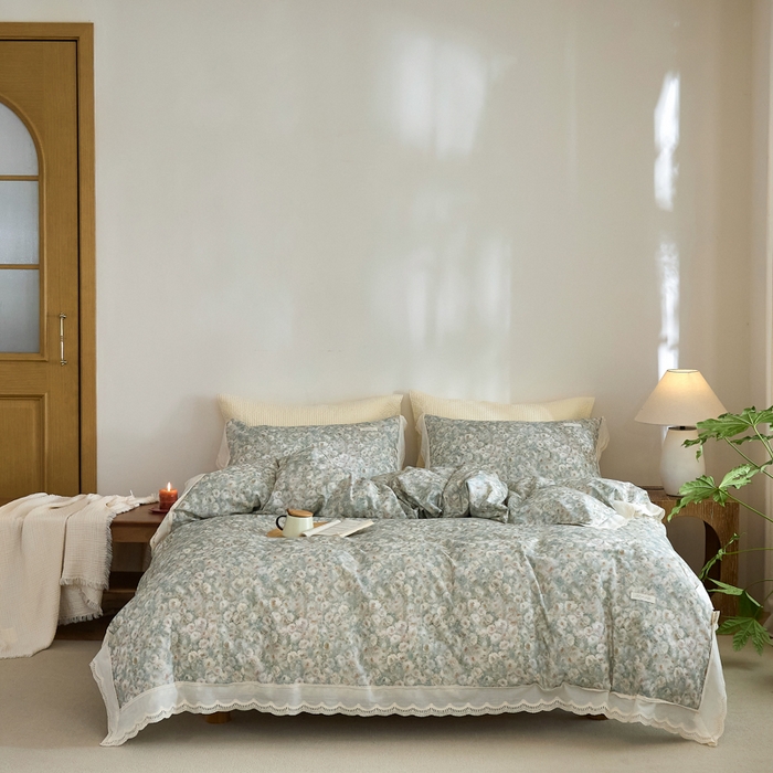 91家纺网 家纺一手货源 找家纺 大彩家居 2025新款全棉纯棉水洗磨毛四件套 谧境