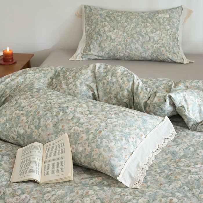 91家纺网 家纺一手货源 找家纺 大彩家居 2025新款全棉纯棉水洗磨毛四件套 谧境