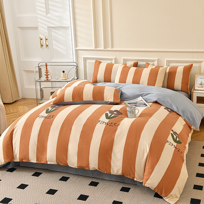 91家纺网 家纺一手货源 找家纺 宇彬家纺 2025新款秋冬全棉纯棉精梳生态原棉印花加厚磨毛被套单被套被套单件单品被套 妮可（桔）