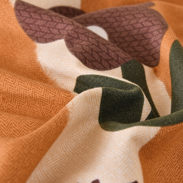 91家纺网 家纺一手货源 找家纺 宇彬家纺 2025新款秋冬全棉纯棉精梳生态原棉印花加厚磨毛被套单被套被套单件单品被套 妮可（桔）