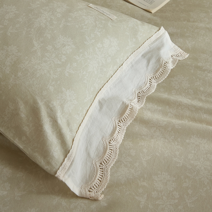 91家纺网 家纺一手货源 找家纺 大彩家居 2025新款全棉纯棉水洗磨毛四件套 米雾花影