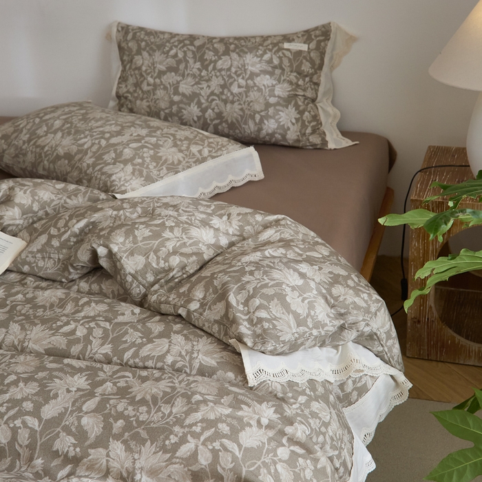 91家纺网 家纺一手货源 找家纺 大彩家居 2025新款全棉纯棉水洗磨毛四件套 繁花