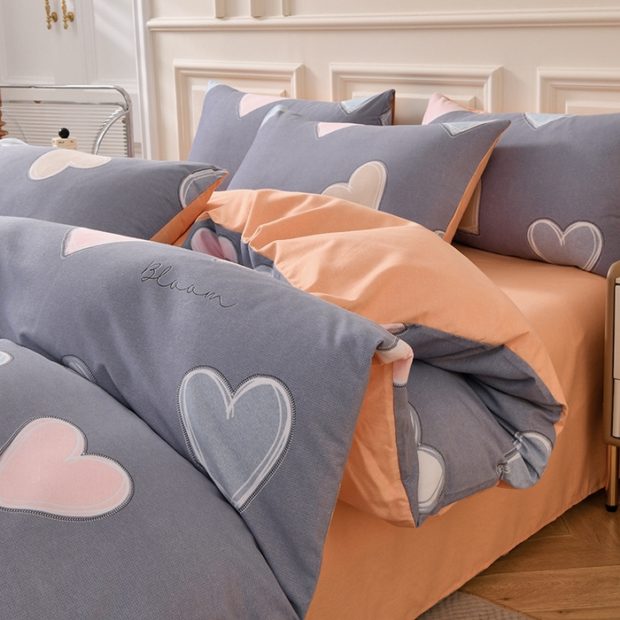 91家纺网 家纺一手货源 找家纺 宇彬家纺 2025新款秋冬全棉纯棉精梳生态原棉印花加厚磨毛被套单被套被套单件单品被套 心动（灰）