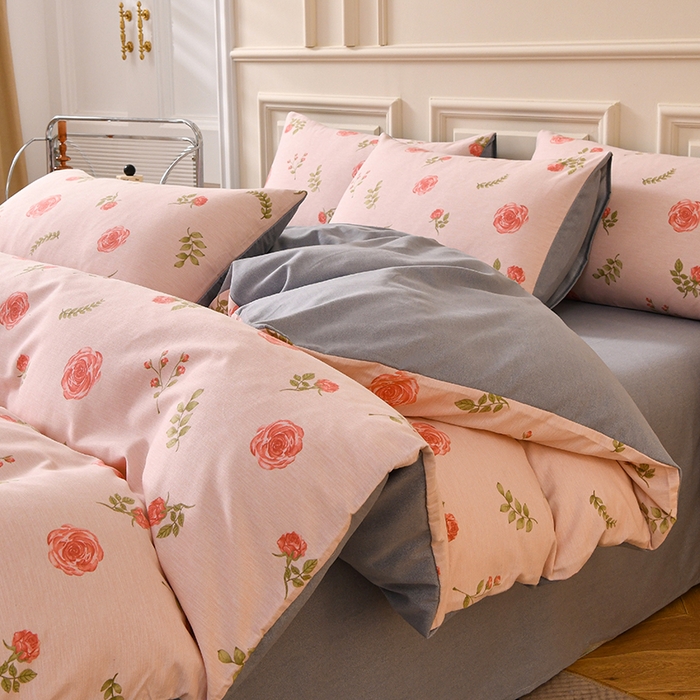 91家纺网 家纺一手货源 找家纺 宇彬家纺 2025新款秋冬全棉纯棉精梳生态原棉印花加厚磨毛被套单被套被套单件单品被套 一见倾心（粉)