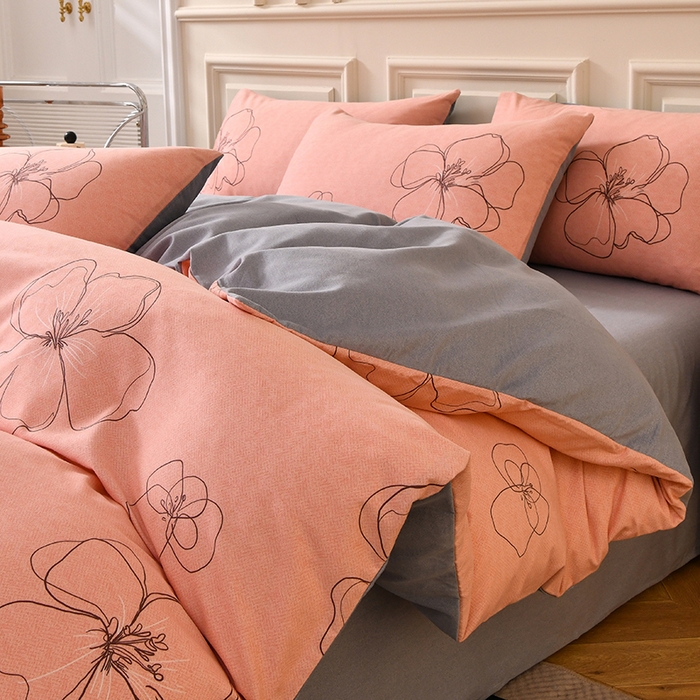 91家纺网 家纺一手货源 找家纺 宇彬家纺 2025新款秋冬全棉纯棉精梳生态原棉印花加厚磨毛被套单被套被套单件单品被套 预谋邂逅（粉）