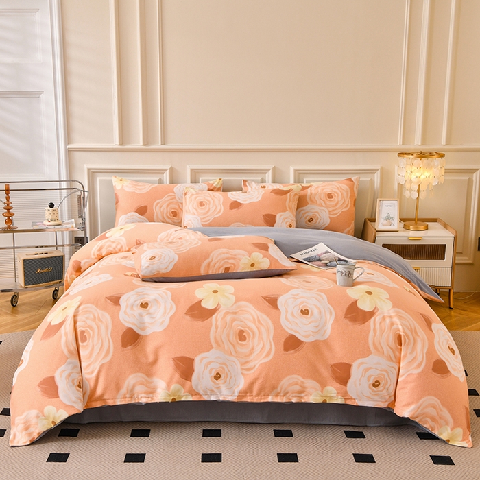 91家纺网 家纺一手货源 找家纺 宇彬家纺 2025新款秋冬全棉纯棉精梳生态原棉印花加厚磨毛被套单被套被套单件单品被套 云梦（粉）