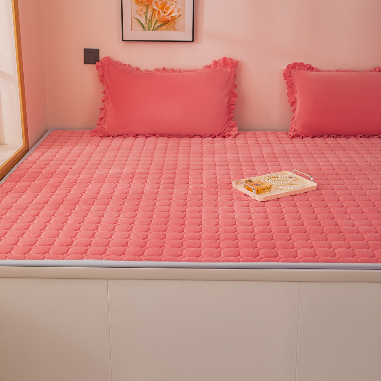 91家纺网 家纺一手货源 找家纺 手艺人家纺 2025新款宝宝绒新格子垫子 DT15